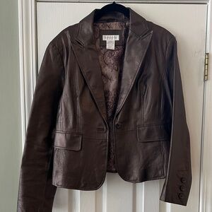 Worthington Chocolate Brown Genuine Leather Blazer